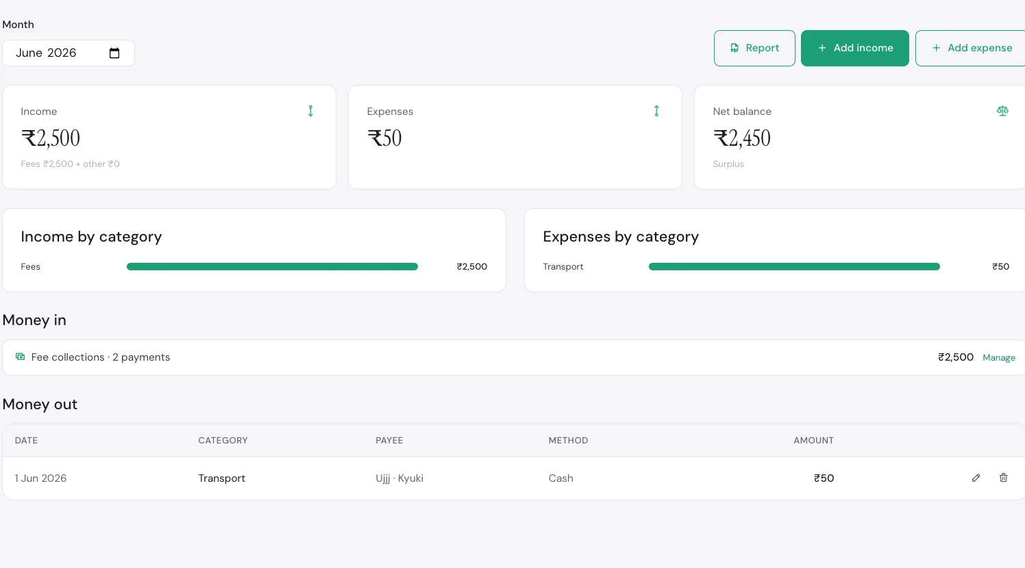 Income & expense finance